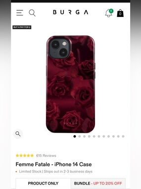 BURGA Femme Fatale iPhone 14 Case - Deep Red Rose